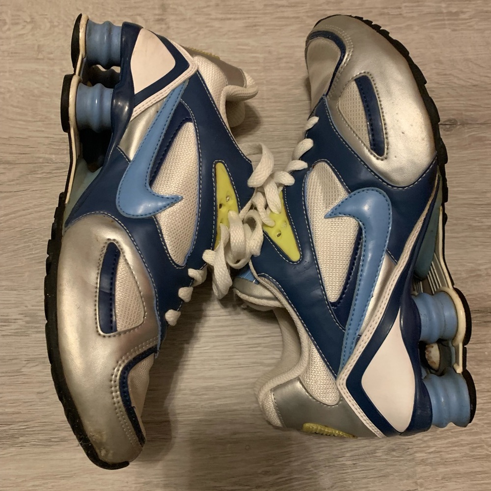 Nike Shox Heritage 386358-141 Women Blue Silver Running Shoe Size 6.5 Pre Owned